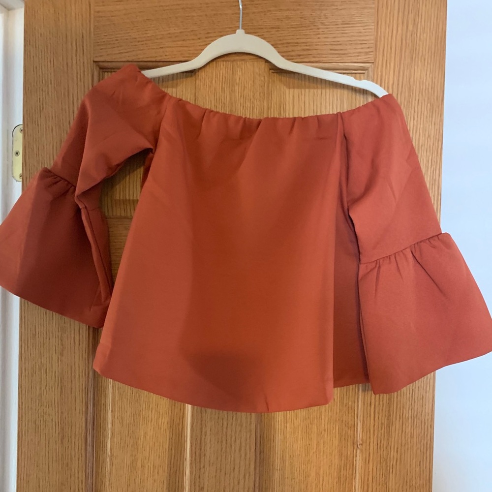 Paper Heart Cropped Rust Orange Blouse - Small